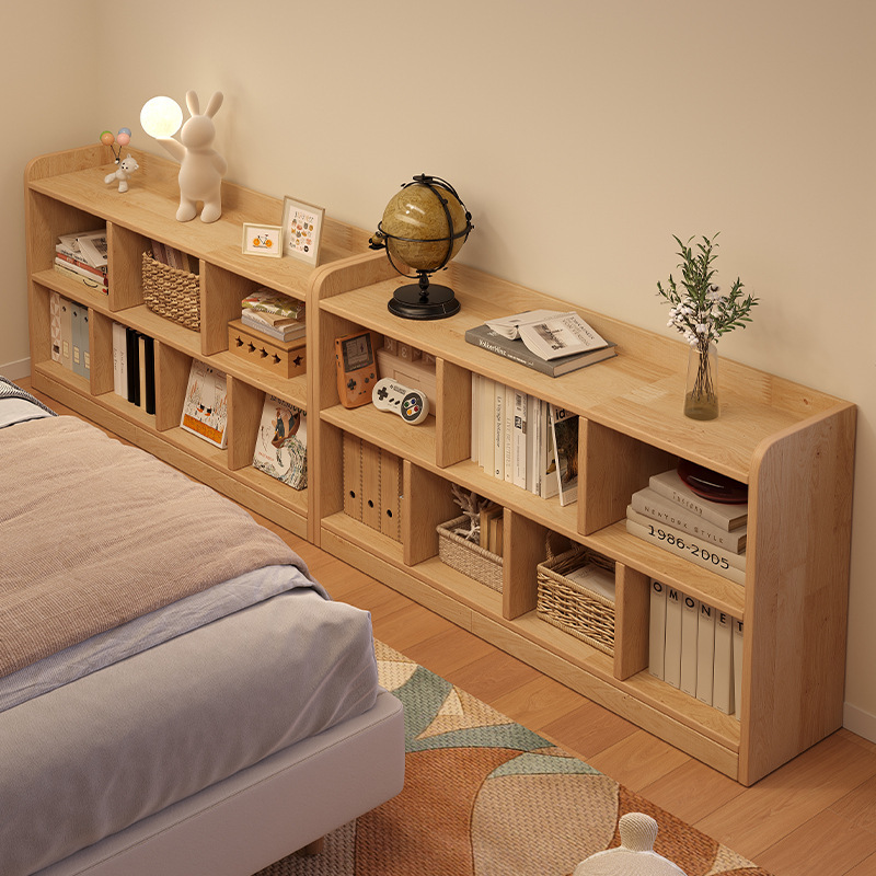 Solid Wood Bookshelf Floor Storage Rack Low Household Simple Children's Bookcase Storage Storage Cabinet Kindergarten Bookcase