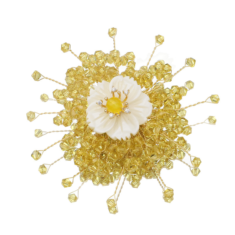 Broche de perlas naturales de alta calidad nicho broche de oro de nieve broche de alta gama retro ramillete al por mayor image 6