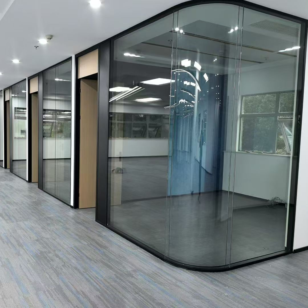 Office glass partitions, aluminum alloy louvered glass, industrial park office building partitions, tempered glass walls, custom glass