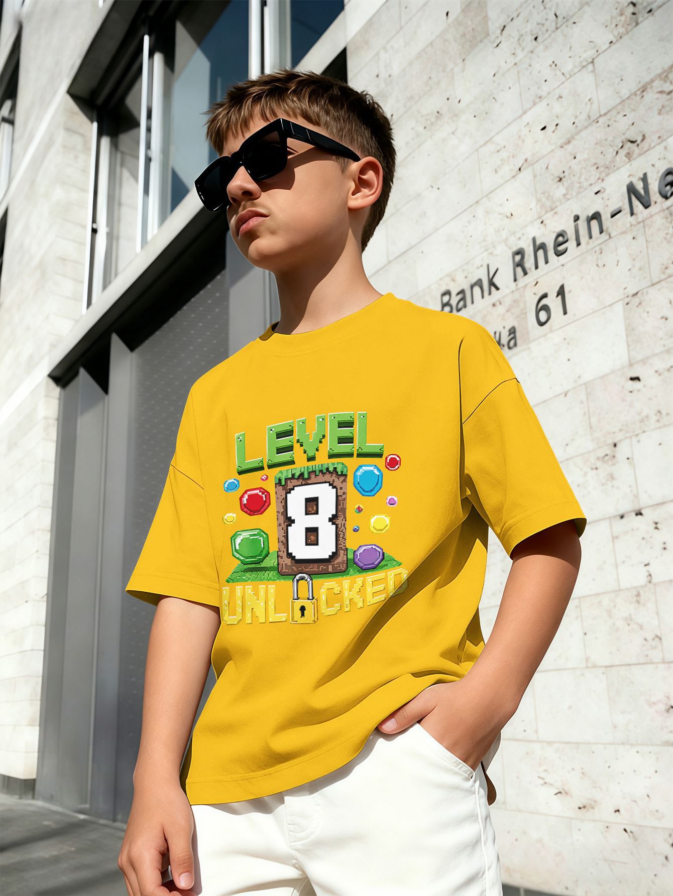 T-shirt för pojkar med 3d rymdraket tryck rund hals vit_voghion.com