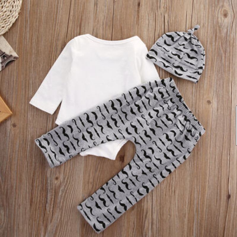 Daily Occasion Round Neck Neckline Fashion Beard Cotton Boys Clothing Sets