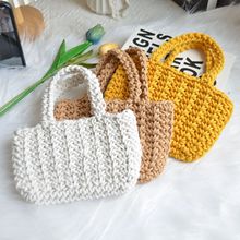 小众设计度假风手工编织包手提网兜棉线包 七彩棉绳沙滩女包