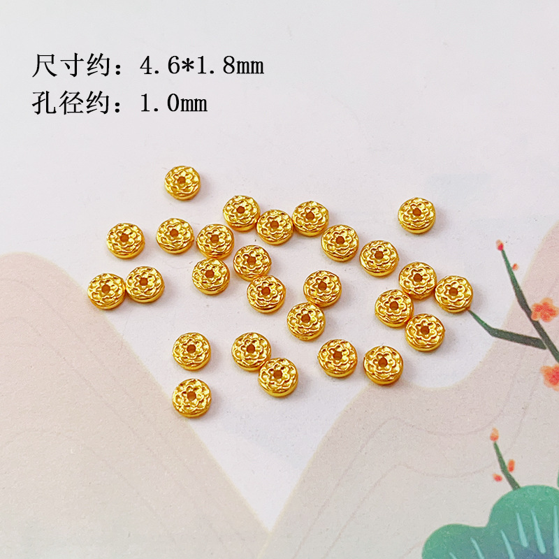 Ancient S925 Silver Gold-Plated Spacer Bead Bracelet Necklace Handmade DIY Beaded Jewelry Accessories Wenwan Accessories