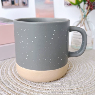 哑光灰色色釉杯 拼色星点雨点釉陶瓷杯子 简约双色杯广告杯咖啡杯