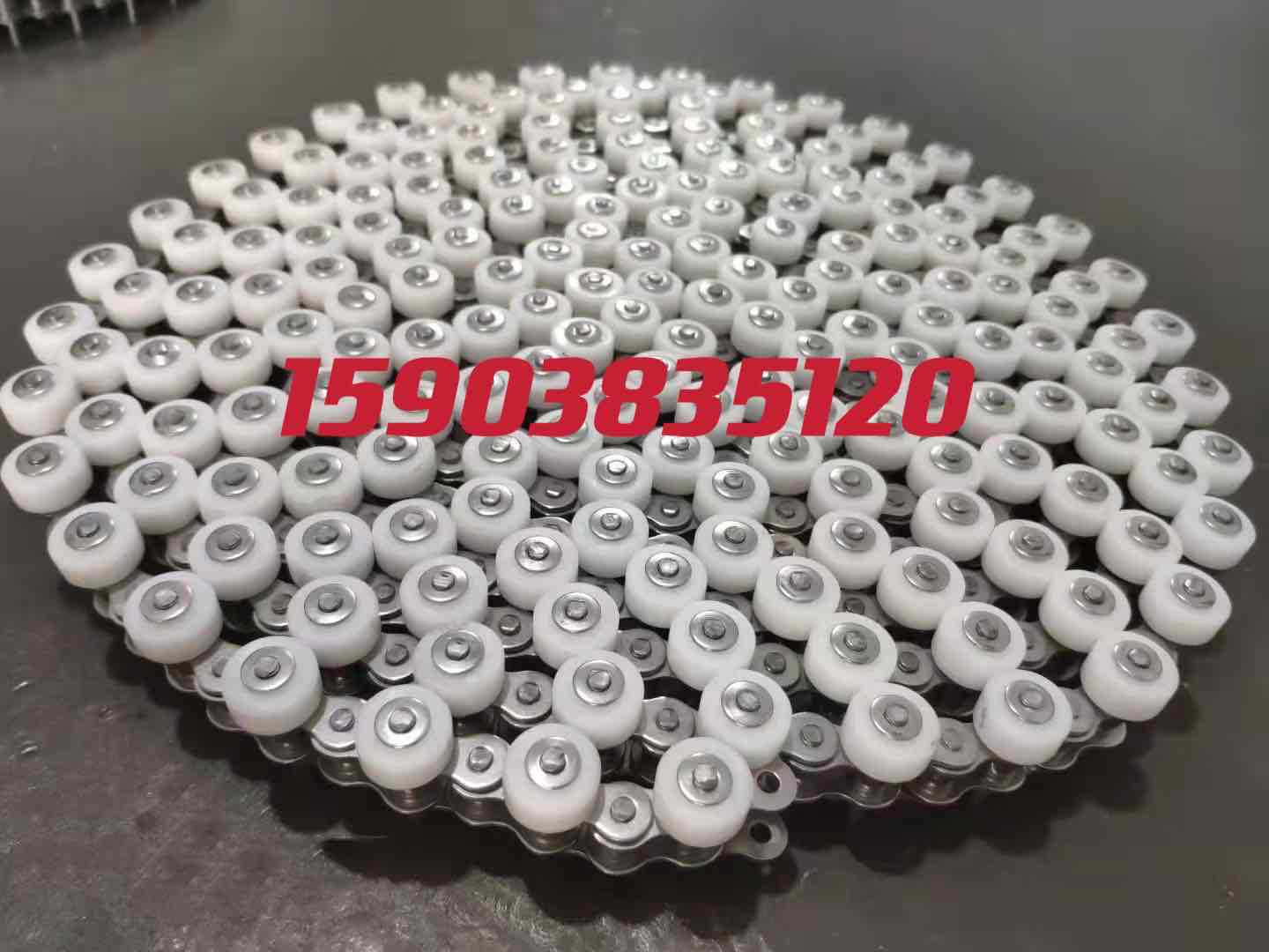 短节距不锈钢304边滚轮链条4分08A千鸟链平行链 双侧滚子输送链