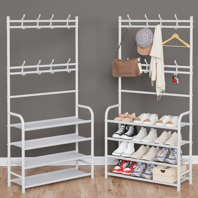 Чистка и Hat Rack Простая напольная вешалка Стойка для обуви Интегрированная комбинация бытовой обуви и Hat Rack Спальня Гостиная Вешалка для хранения