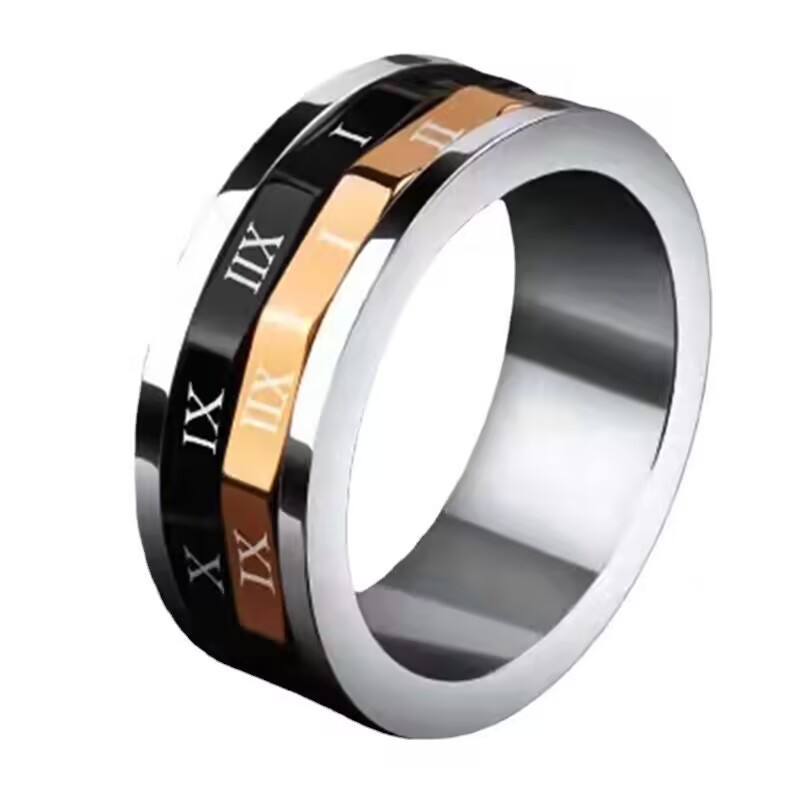 Simple Style Roman Numeral Titanium Steel Plating Men's Rings display picture 1