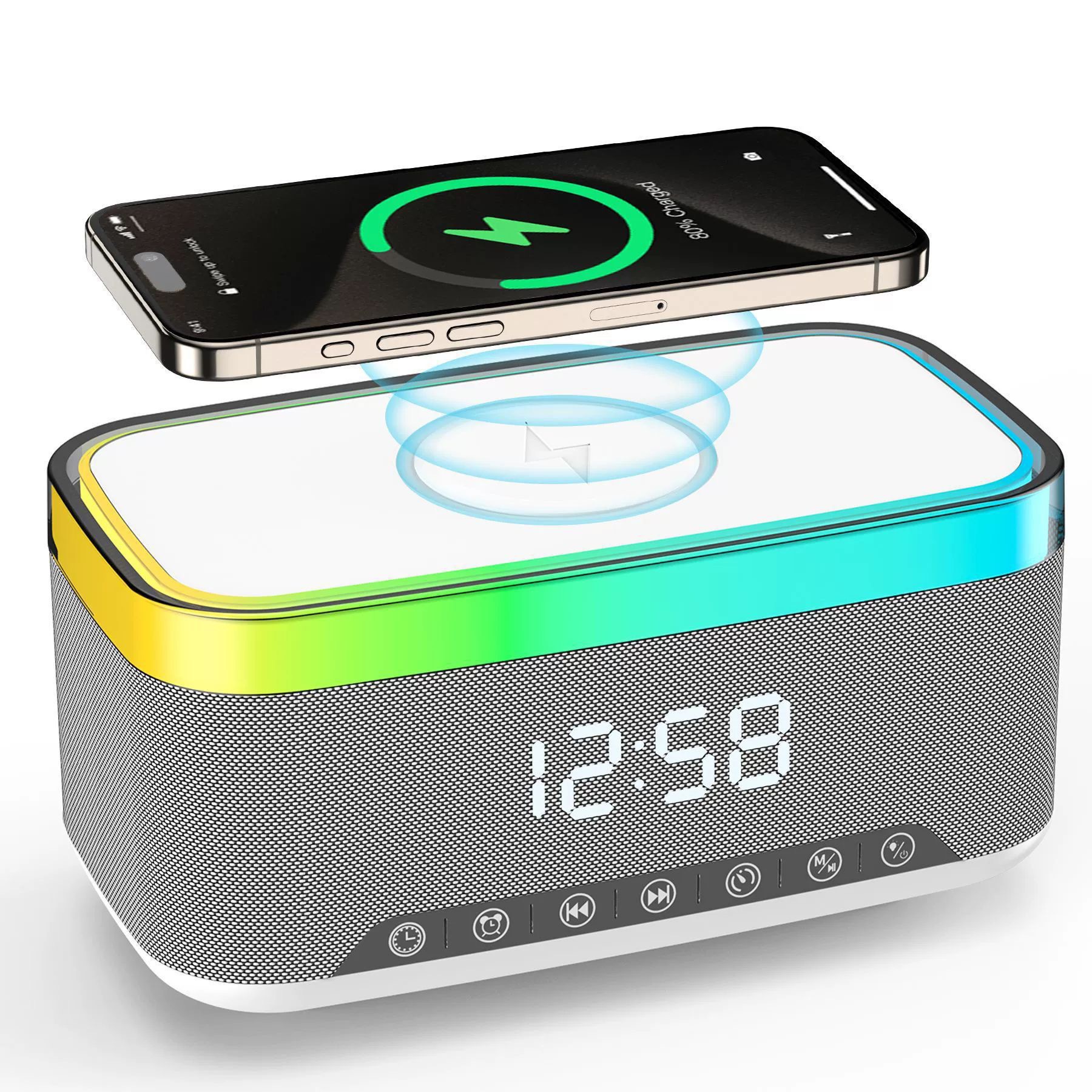 Nuevo altavoz Bluetooth de carga inalámbrica transfronteriza s300 ruido blanco LED luz ambiental tarjeta audio inalámbrico multifunción