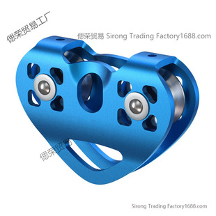Outdoor Rock Climbing Hoisting Transportation Mountaineering Pulley Heart-Shaped Double Pulley Steel Cable Zipline Aerial Ropeway Pulley Set Wholesale