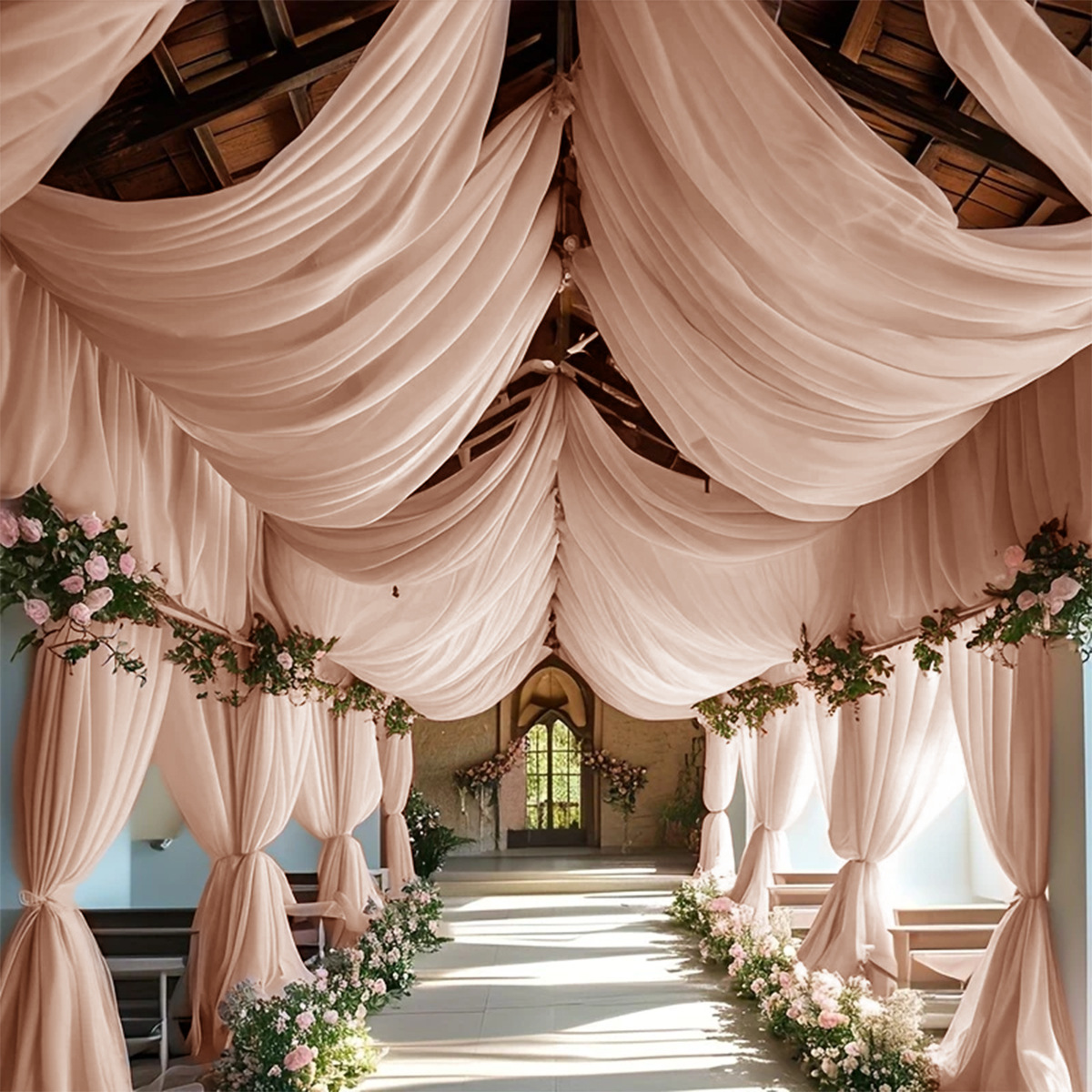 Amazon cross-border nueva pantalla de ventana de malla hexagonal decoración general boda al aire libre tiro malla fondo tela spot