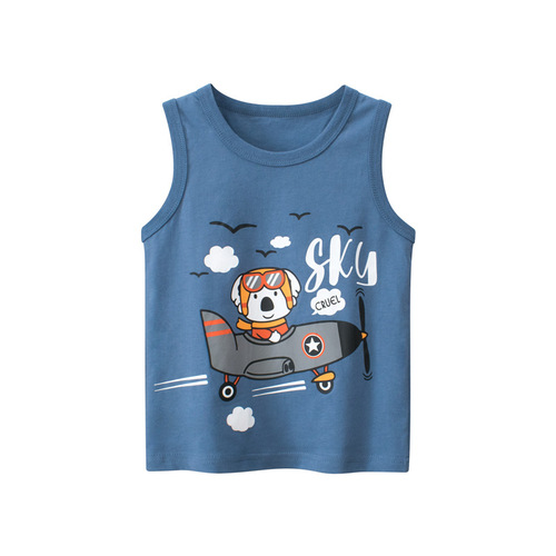 27kids cross-border children's clothing supply summer new children's vest Korean version cartoon male baby clothes dropshipping