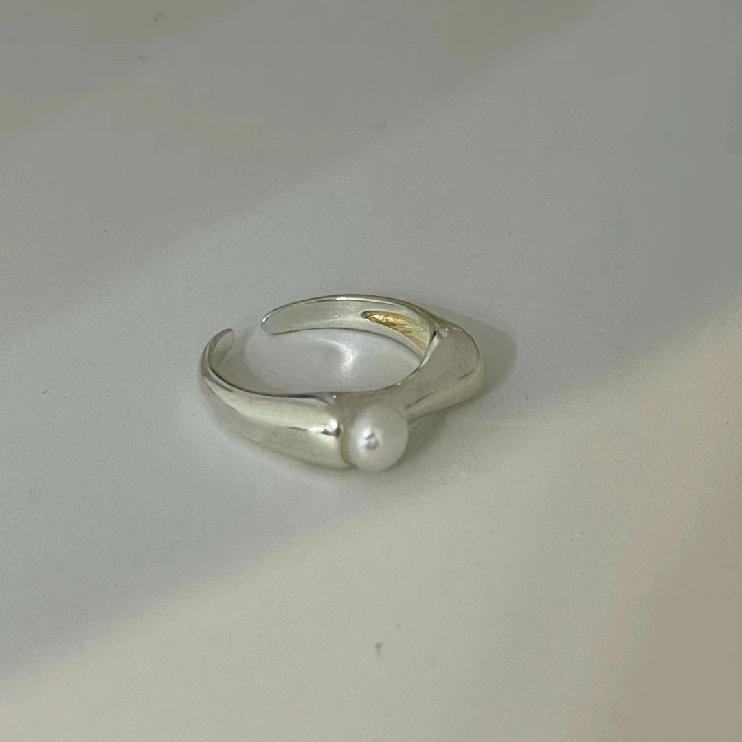 Fashion Geometric Sterling Silver Plating Pearl Open Ring