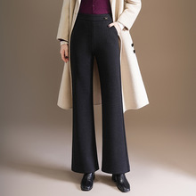 时尚高腰毛呢筒喇叭裤女2025年秋冬季新款韩版气质修身休闲喇叭裤