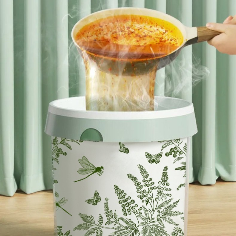 よもぎの葉柄入り蚊よけプリント付き巾着式特厚ゴミ袋 キッチン用厚手大型清掃袋 家庭用ゴミ袋|undefined