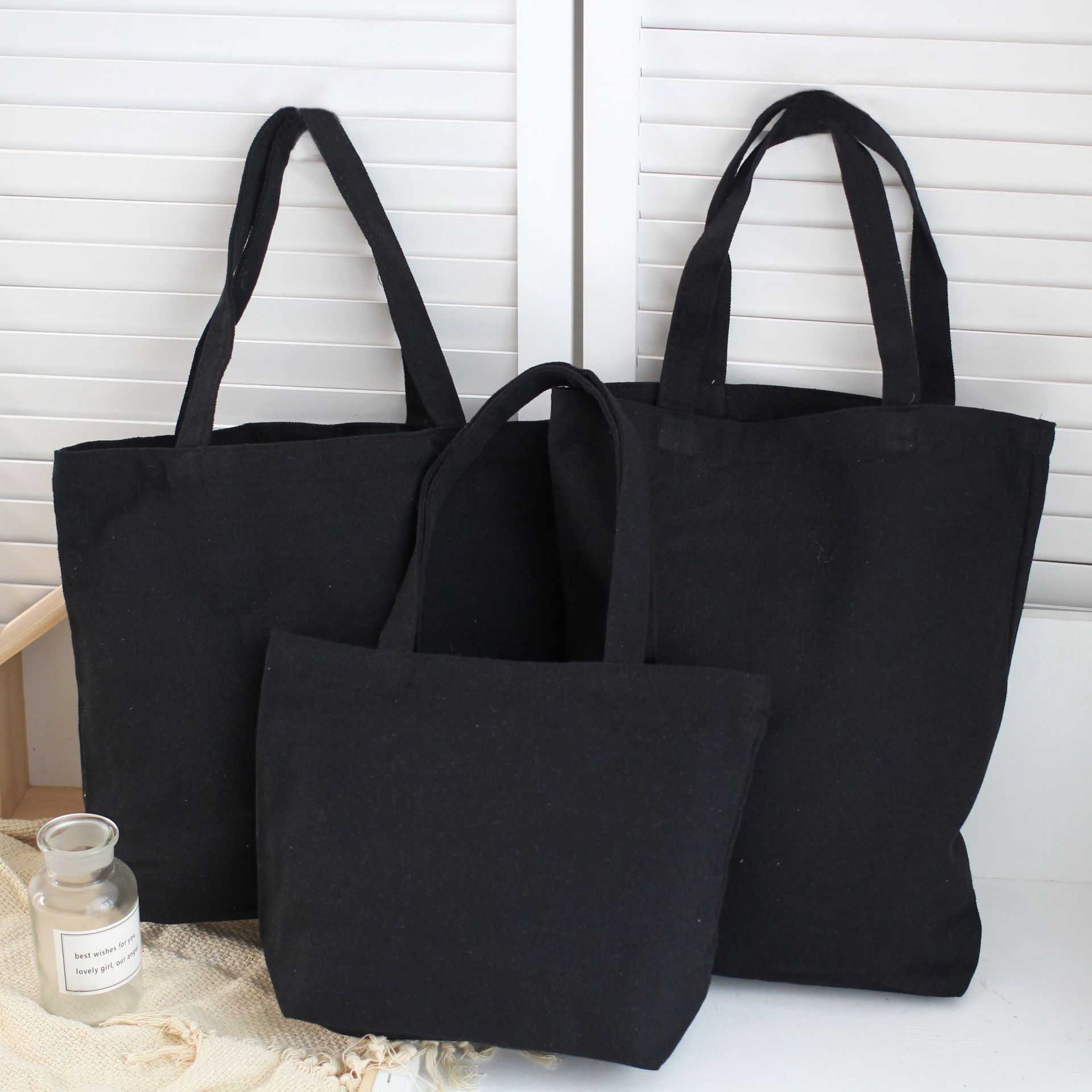 现货空白帆布袋大容量加厚背心式棉布袋定logo百搭学生单 肩帆布