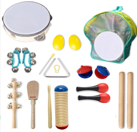 Conjunto de instrumentos musicales, instrumentos de percusión para niños, jardín de infantes para niños, música para bebés, ayudas para la educación temprana, juguetes Orff, rompecabezas