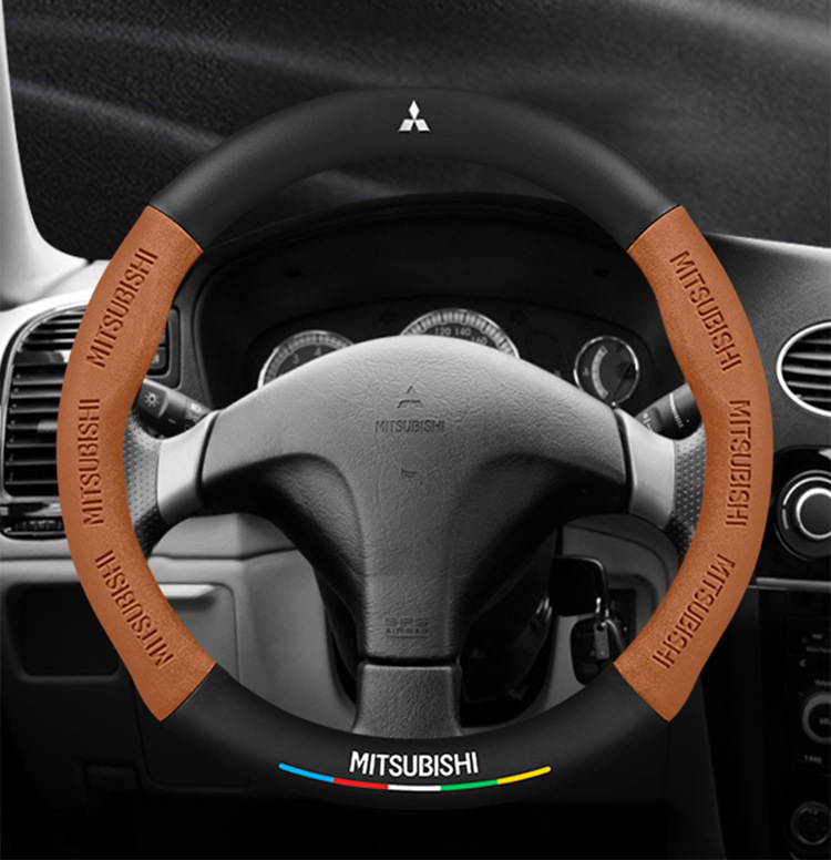 Suitable for Mitsubishi Lancer steering wheel covers, 2006-2015 models, unisex, suede material, all-season, ultra-thin carbon fiber car accessory