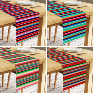 Mexican Style Linen Table Flag Holiday Decoration Coffee Table Cloth Home Living Room Cabinet Tablecloth Kitchen Restaurant Table Flag