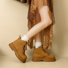 秋冬新款马丁靴2025年新款厚底系带机车靴英伦风复古大黄靴潮