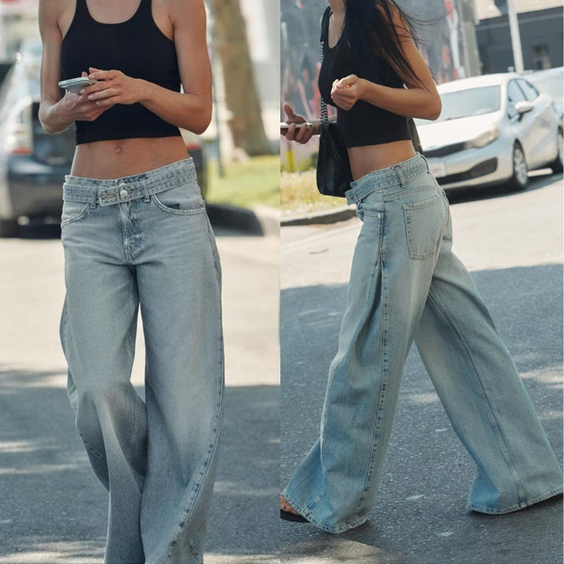 Cross-border women's clothing 2026 spring new arrivals European and American style fashion trend versatile high-waisted straight jeans 8727/029