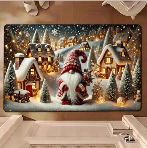 Hot-selling Santa Claus floor mats, absorbent and non-slip crystal velvet floor mats, doormats