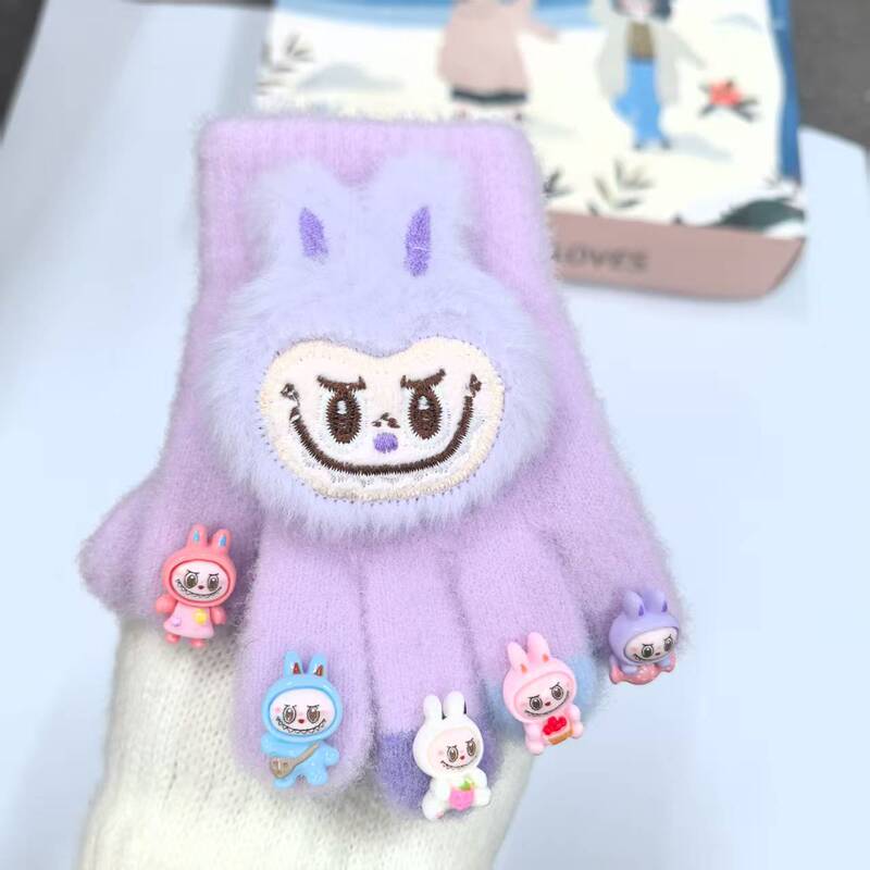 宝宝冬季手套儿童冬季保暖新款五指可爱指套卡通套加绒宝宝暖手套|undefined