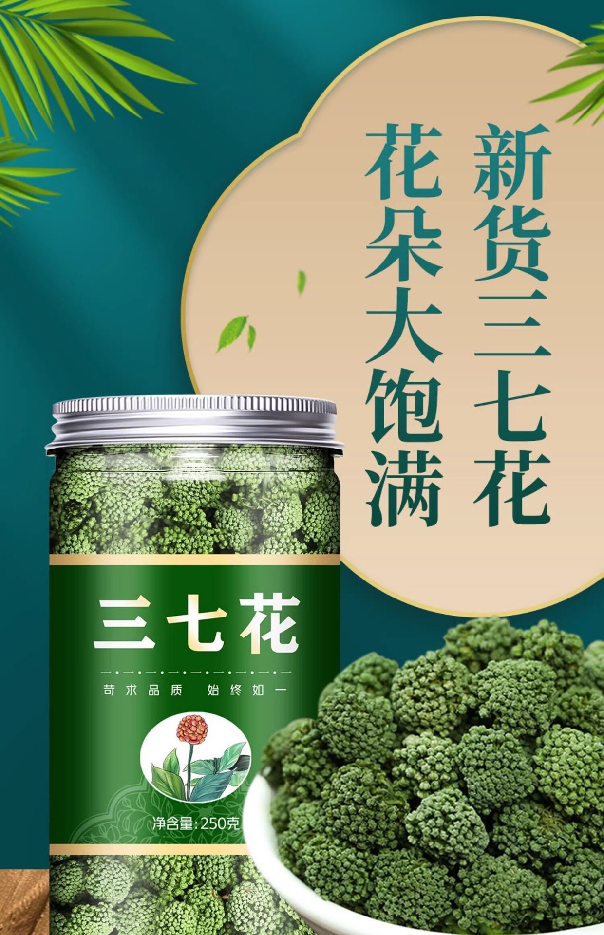 San Qi Flower Tea 500g Panax Notoginseng Buds Dried Tian Qi Hua Herbal Infusion overview