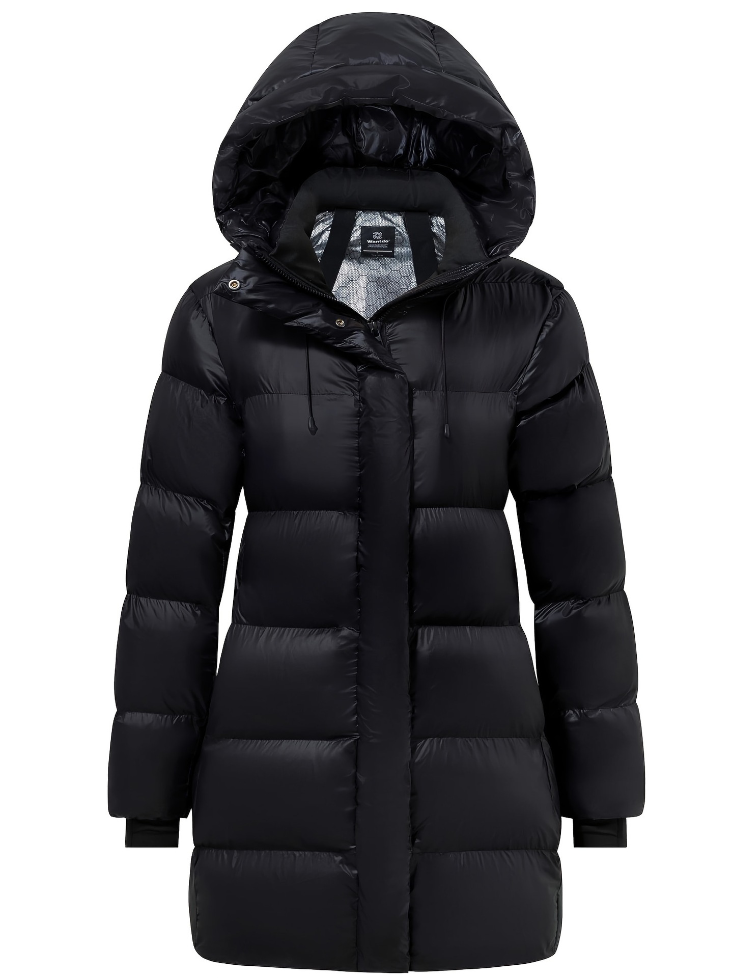 Women's Winter Quilted Puffer Jacket Black Windproof High