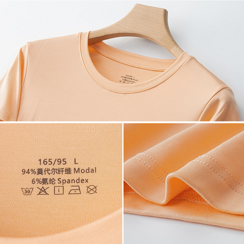 両面モダール素材 春夏 レディース ベーシックTシャツ 半袖 無地 丸首 お出かけにも使えるニットベースシャツ 薄手