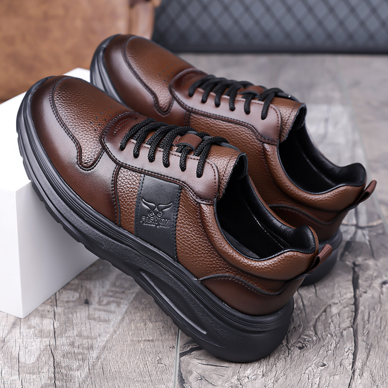 秋款男款韩版复古系带鞋子男士休闲鞋男鞋厚底户外运动鞋一件代发