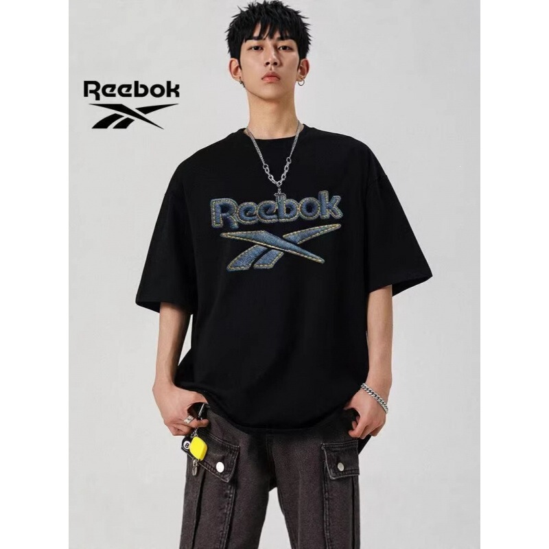 All Tags Intact, All Reebok Classic Pure Cotton Loose-Fitting Versatile Retro Plant and Floral Embroidery Casual Short-Sleeve T-Shirt