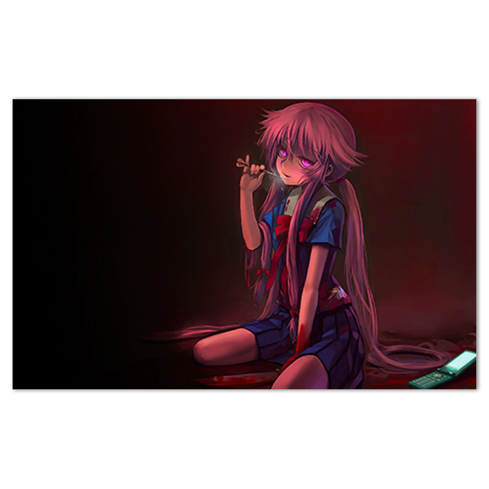 Плакат-наклейка Mirai Nikki (Future Diary) — аниме-мурал, разные размеры (10×15–50×70 см)