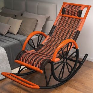 Rattan Chair Adult Household Outdoor Rocking Chair Living Room Recliner Balcony Nap Leisure Rocking Lazy Chair Rattan Chair