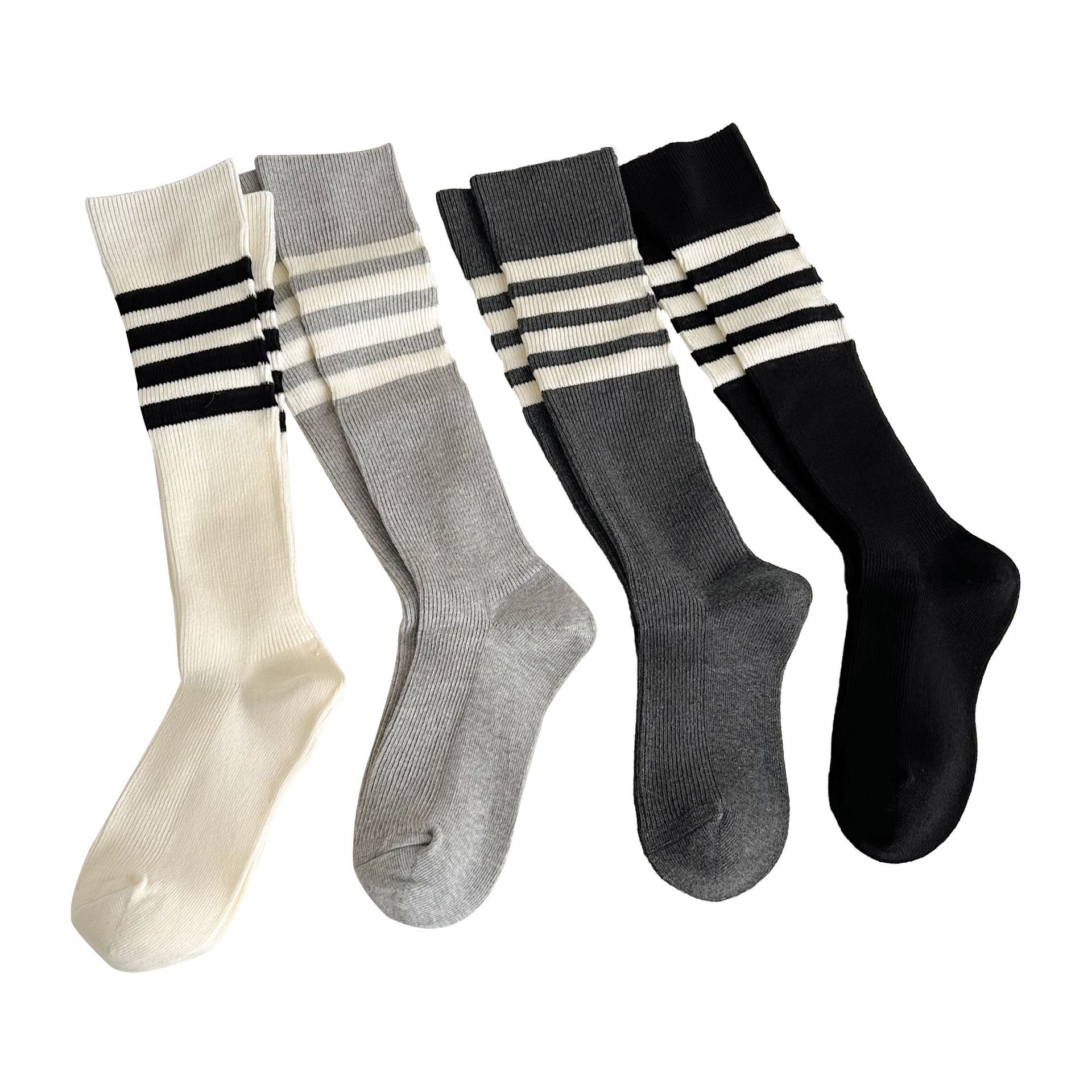 JK calcetines de pantorrilla para mujeres de otoño y invierno universitarios viento marea rayas calcetines deportivas de rodillas de presión adelgazante calcetines de mujer