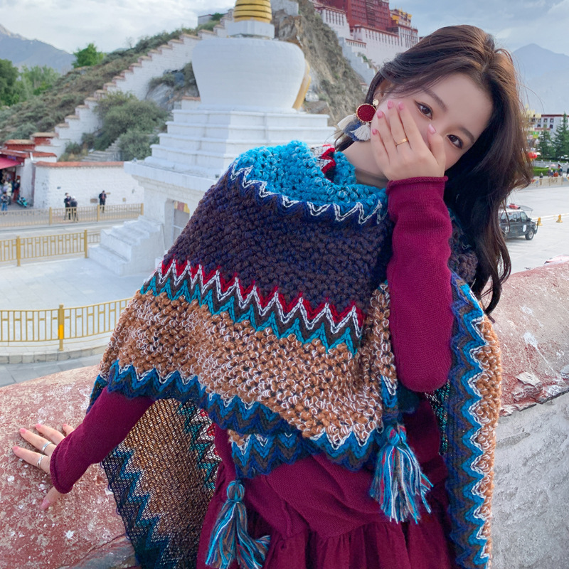 云南丽江旅游披肩衣服民族风许红豆斗篷外搭加厚披风斗篷女|undefined