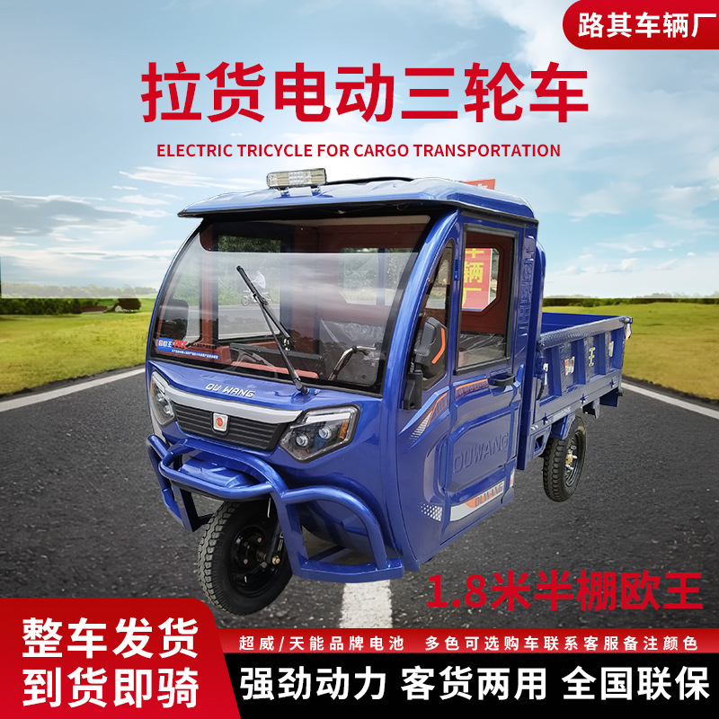 Triciclo eléctrico de carga, vehículo de carga cerrado de 1 plaza, resistente al viento y a la lluvia, scooter eléctrico agrícola semicerrado de alta potencia, triciclo
