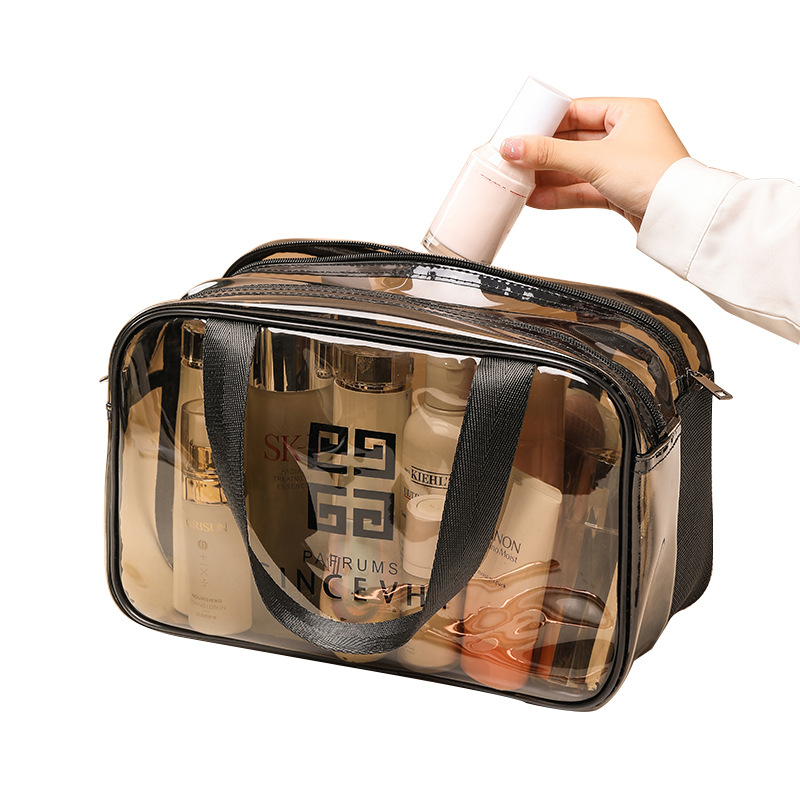 PVC Double-layer Dry and Wet Separate Waterproof Portable Storage Bag Portable Cosmetic Bag Travel Large Capacity Toiletry Bag