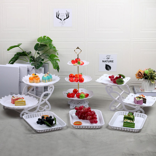 European-style dessert table display rack, creative wedding party cake stand, double-layer candy tea pastry fruit tray