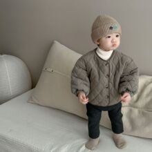 婴儿衣服秋冬装韩童装宝宝外出服韩男童棉衣加绒打底衫打底裤套装