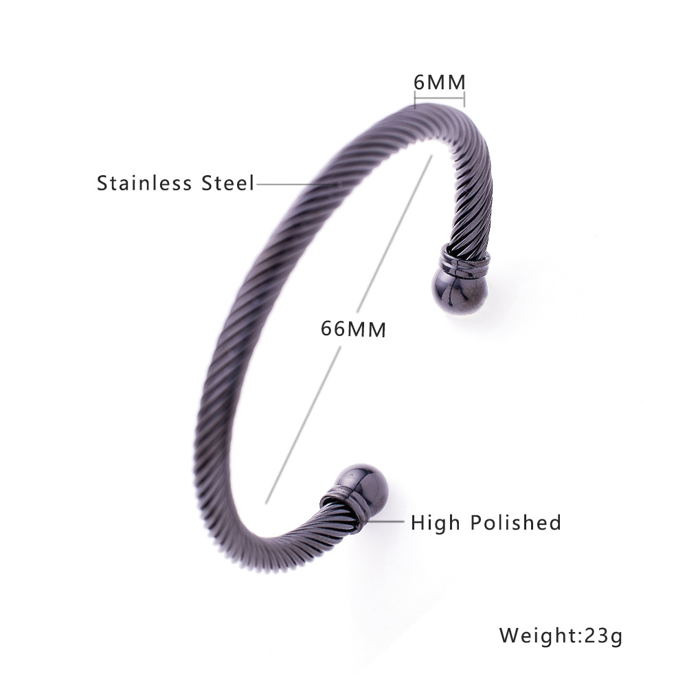 Hip-hop Solid Color Spiral Stripe Titanium Steel Plating Twisted Cable Bracele 1 Piece display picture 1