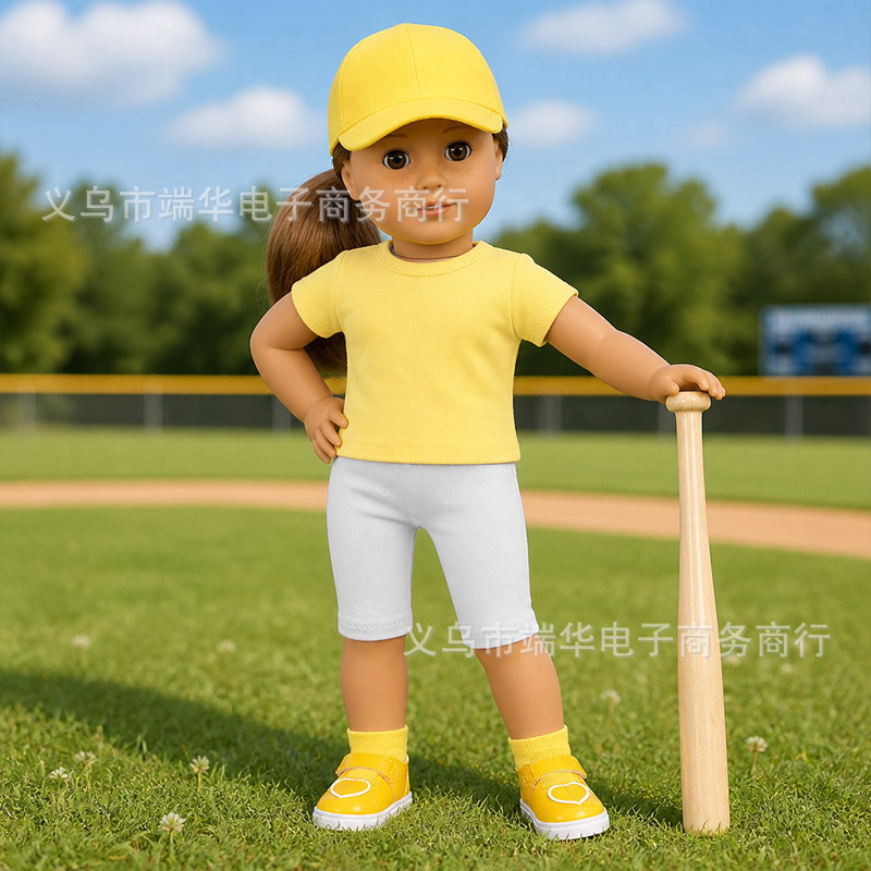 18 Zoll American Girl Puppe Baseball-Set, 16 Zoll realistische Puppe Baseballmütze, grenzüberschreitende Bestseller Puppenkleidung Zubehör