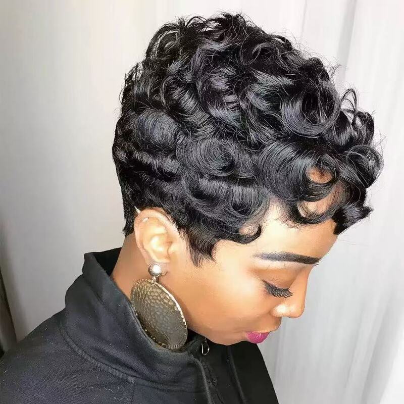 Full Human Hair Wig Set Short Hair Full Mechanism Headgear Pixie Cut Human Hair Wigs Wig Real Hair Full Human Hair Wig Set Short Hair Full Mechanism Headgear Pixie Cut Human Hair Wigs Wig Real Hair