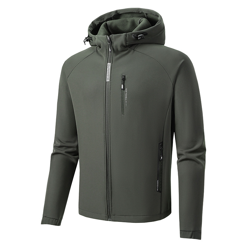 2024 nueva primavera de cuatro lados elástico de cáscara suave casual todo-Partido deportes suéter superior chaqueta con capucha de los hombres al por mayor