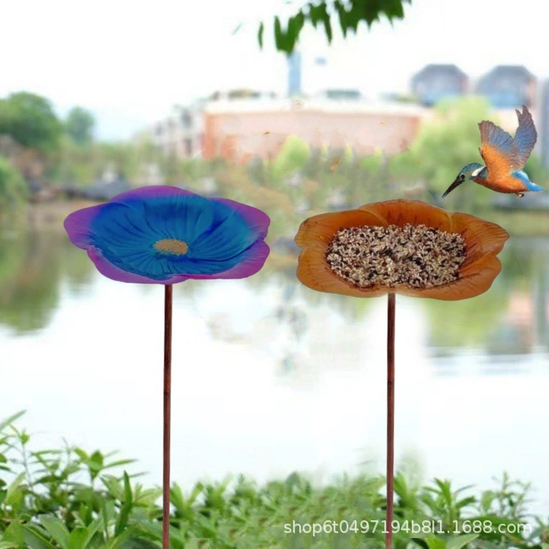 Птичья баня Трансграничная горячая распродажа кормушка для птиц ванна на открытом воздухе декоративный двор металлический цветок птица кормящая тарелка