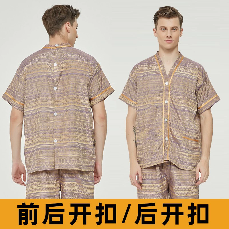 Купальный костюм с открытой пуговицей спереди и сзади, костюм для прижигания, паровой костюм с открытой пуговицей на спине, мужской и женский массаж, иглоукалывание, чистка ушей и массаж спины.