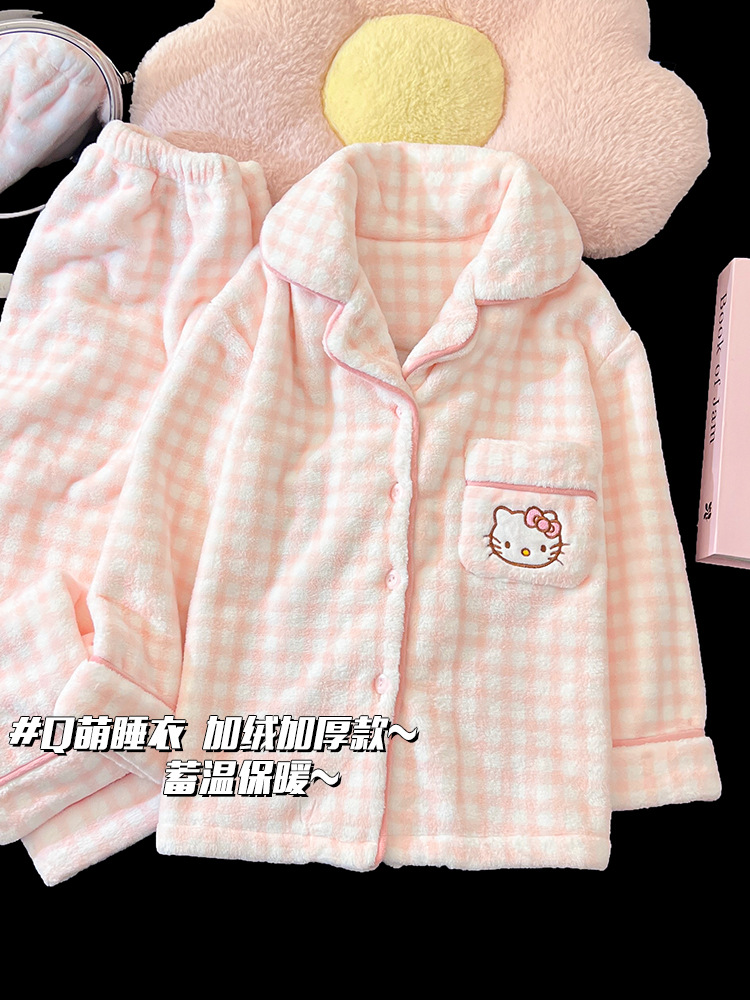 Girls' Pajamas Autumn and Winter 2026 New Thickened Coral Fleece Set Children's Girls' Flannel Loungewear