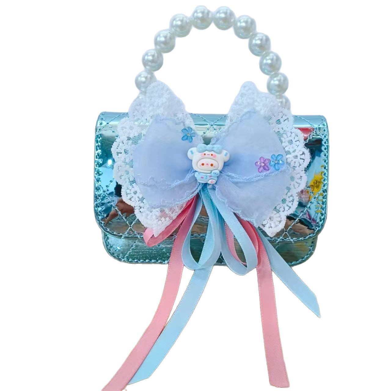 Butterfly Princess bolso de caricatura bolso de perla bolso de hombro bolso de cambio para chicas regalos bolso de cadena láser