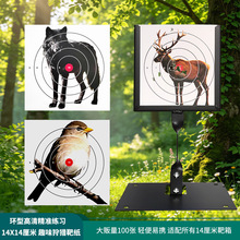 14x14厘米硬卡射击靶纸5-10环六款高清动物图弹弓钢珠硬塑料靶纸