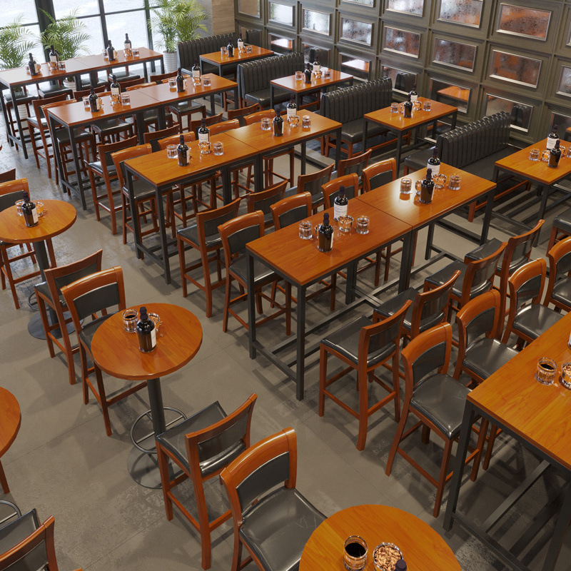 Madera maciza comuna mesa y silla comuna bar silla alta Mesa estilo industrial pub sofá cubierta bar silla