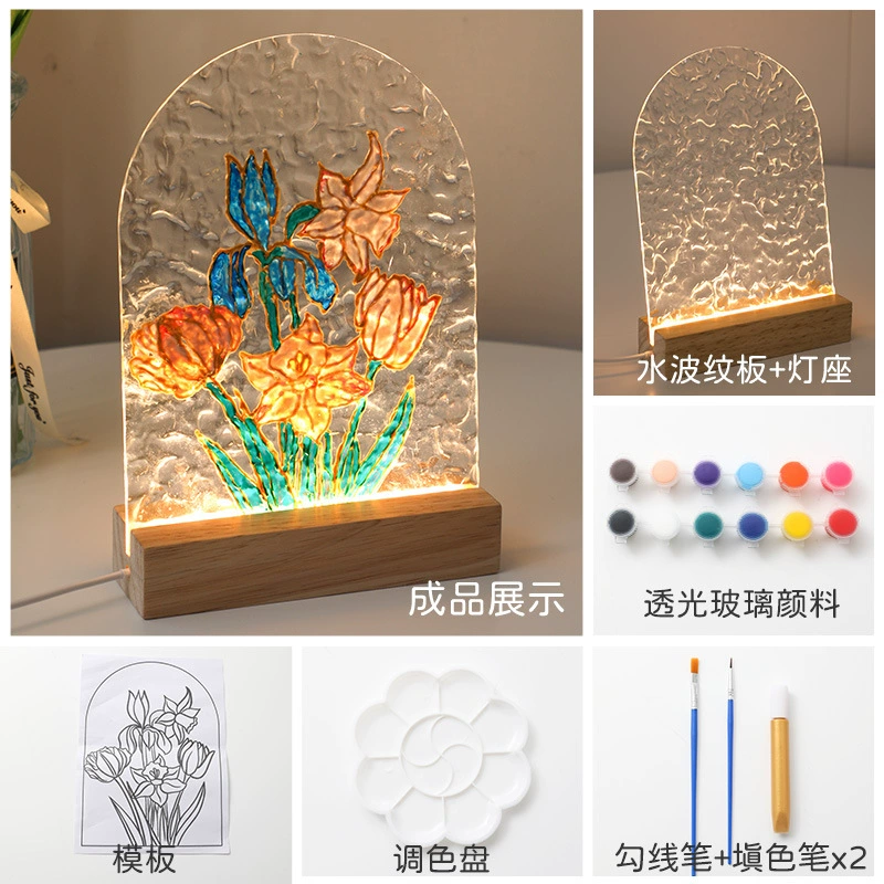 Подсветка ночника из стекла, креативная LED-ночная лампа, моно- или трехцветная, размер 12.5×3.75×16.67 см